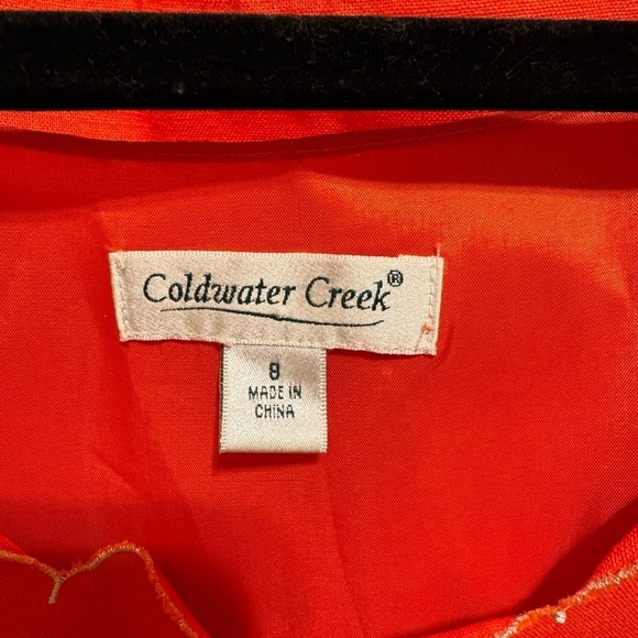 Coldwater Creek Dress Orange White Embroidery Size 8 - Picture 2 of 9